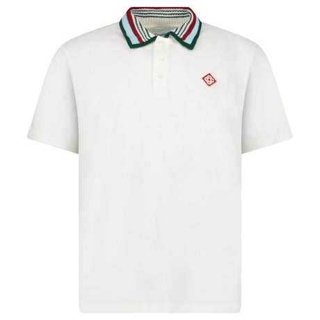 Casablanca Mint Stripe Knit Collar Classic Polo in Ivory - Boinclo - Outlet Sale Under Retail