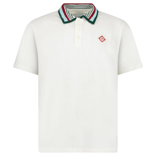 Casablanca Mint Stripe Knit Collar Classic Polo in Ivory - Boinclo - Outlet Sale Under Retail