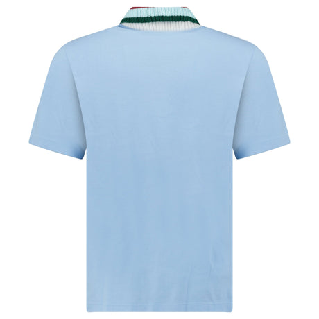 Casablanca Mint Stripe Knit Collar Classic Polo in Pale Blue - Boinclo - Outlet Sale Under Retail