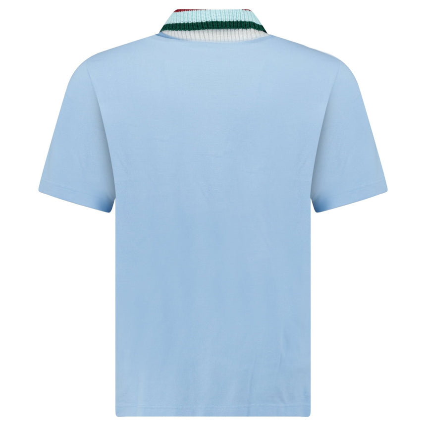 Casablanca Mint Stripe Knit Collar Classic Polo in Pale Blue - Boinclo - Outlet Sale Under Retail