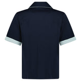 Casablanca Monogram Jacquard Knit Short Sleeve Shirt in Navy Blue - Boinclo - Outlet Sale Under Retail