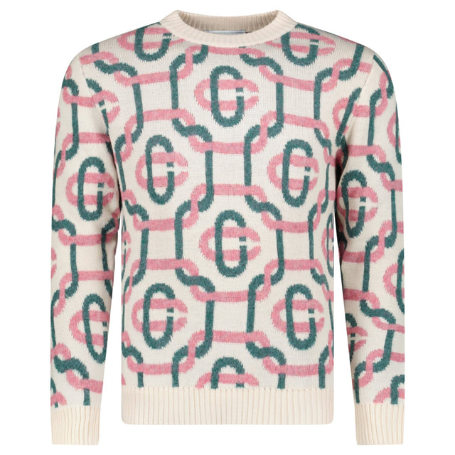 Casablanca Monogram Mohair Jumper in Green and Pink - Boinclo - Outlet Sale Under Retail