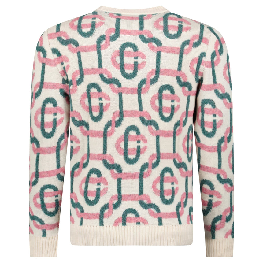 Casablanca Monogram Mohair Jumper in Green and Pink - Boinclo - Outlet Sale Under Retail