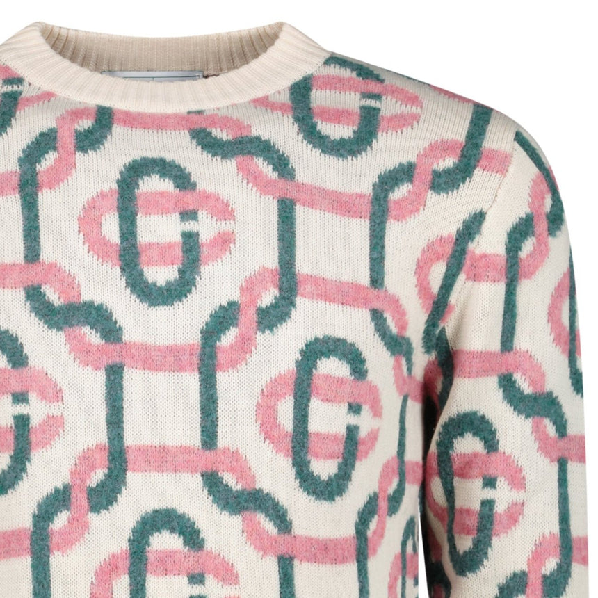 Casablanca Monogram Mohair Jumper in Green and Pink - Boinclo - Outlet Sale Under Retail