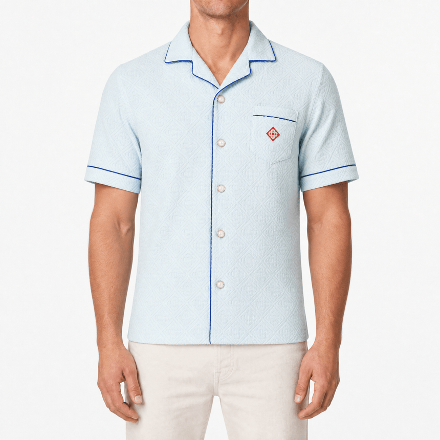 Casablanca Monogram Towelling Shirt in Light Blue - Boinclo - Outlet Sale Under Retail