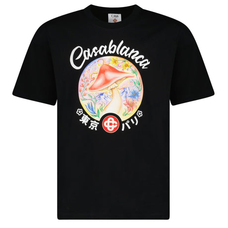 Casablanca Mushroom Emblem Short Sleeve T‑Shirt in Black - Boinclo - Outlet Sale Under Retail