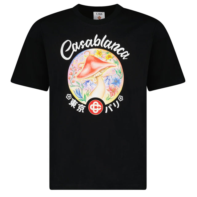 Casablanca Mushroom Emblem Short Sleeve T‑Shirt in Black - Boinclo - Outlet Sale Under Retail