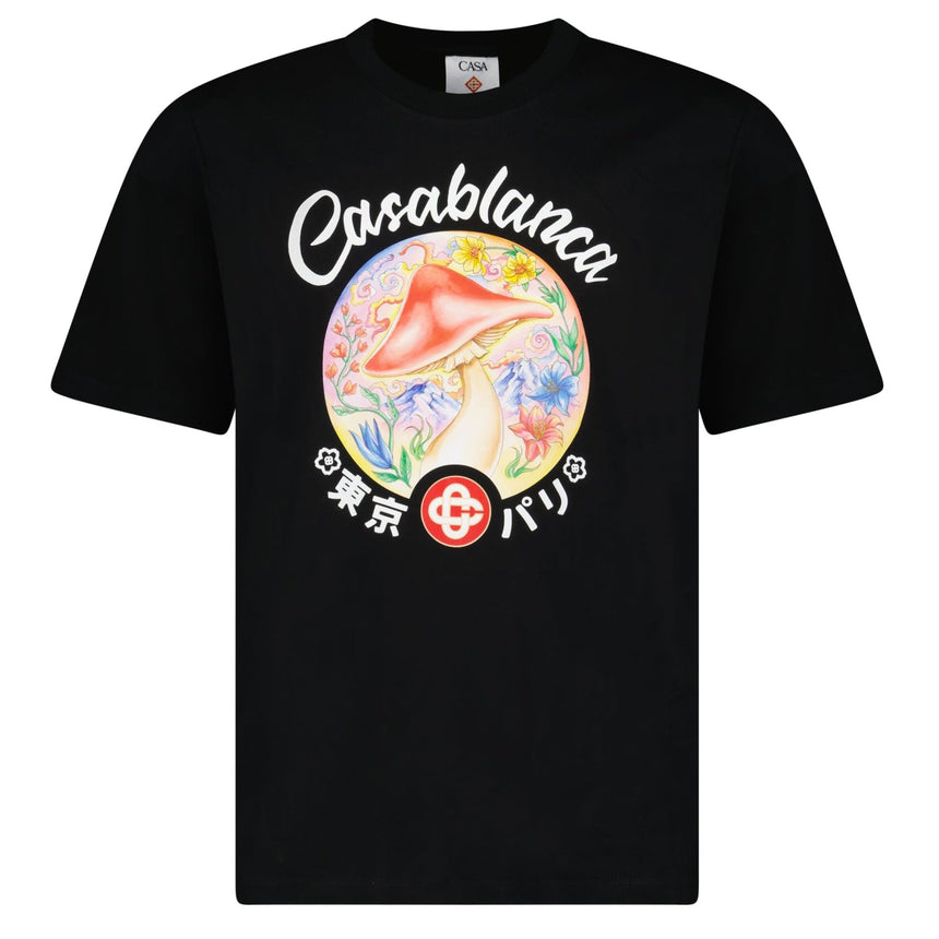 Casablanca Mushroom Emblem Short Sleeve T‑Shirt in Black - Boinclo - Outlet Sale Under Retail