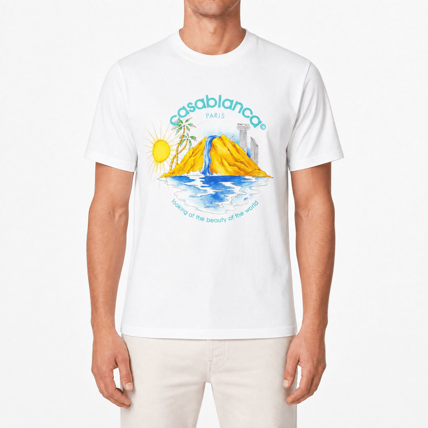 Casablanca 'Oasis' Jersey T-Shirt in White - Boinclo - Outlet Sale Under Retail