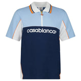 Casablanca Oversized Colour Block Polo Shirt in Pale Blue, White and Navy - Boinclo - Outlet Sale Under Retail
