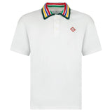 Casablanca Primary Stripe Knit Collar Classic Polo in Bright White - Boinclo - Outlet Sale Under Retail