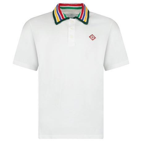 Casablanca Primary Stripe Knit Collar Classic Polo in Bright White - Boinclo - Outlet Sale Under Retail