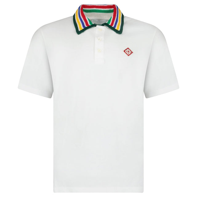 Casablanca Primary Stripe Knit Collar Classic Polo in Bright White - Boinclo - Outlet Sale Under Retail