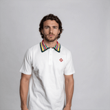 Casablanca Primary Stripe Knit Collar Classic Polo in Bright White - Boinclo - Outlet Sale Under Retail