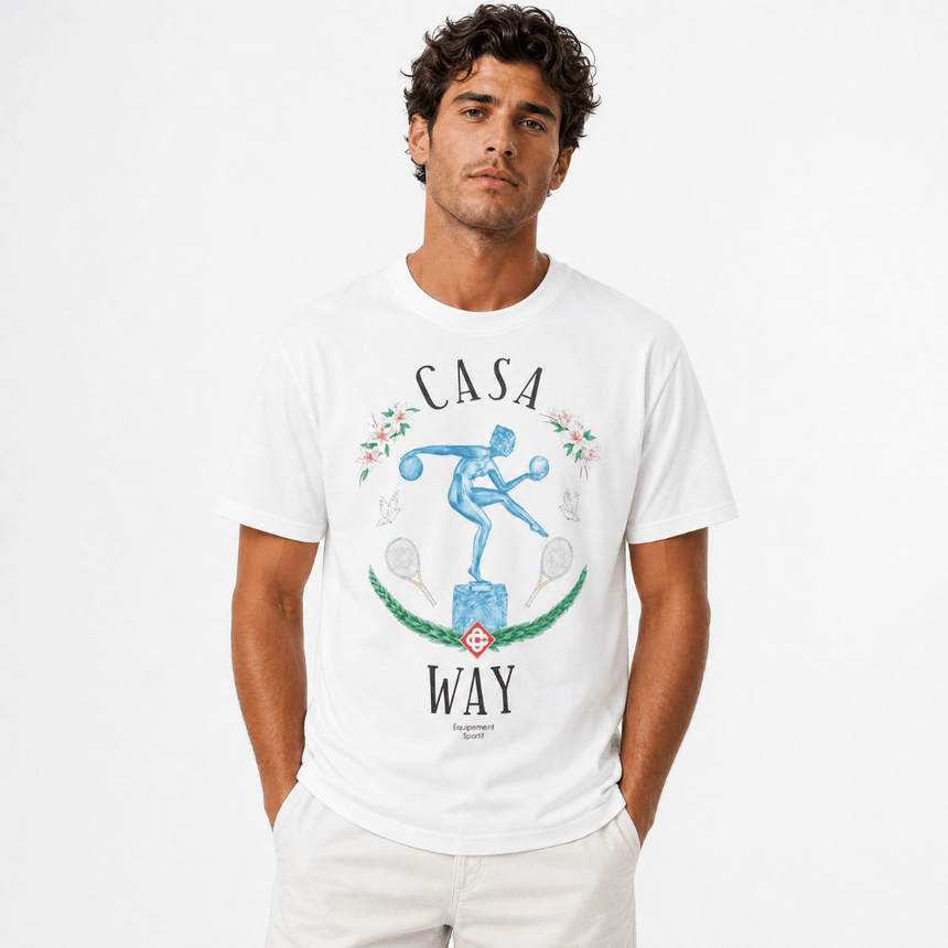 Casablanca Statue en Marbre Printed T-Shirt in White - Boinclo - Outlet Sale Under Retail