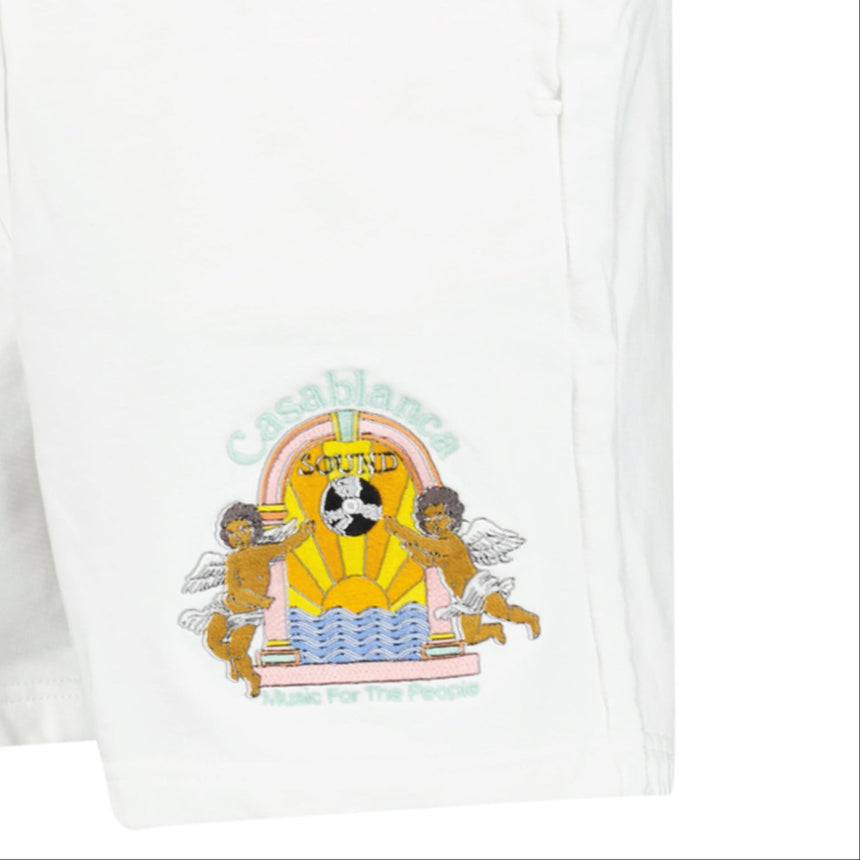 Casablanca Studio De Musiques Sweat Shorts in White - Boinclo - Outlet Sale Under Retail