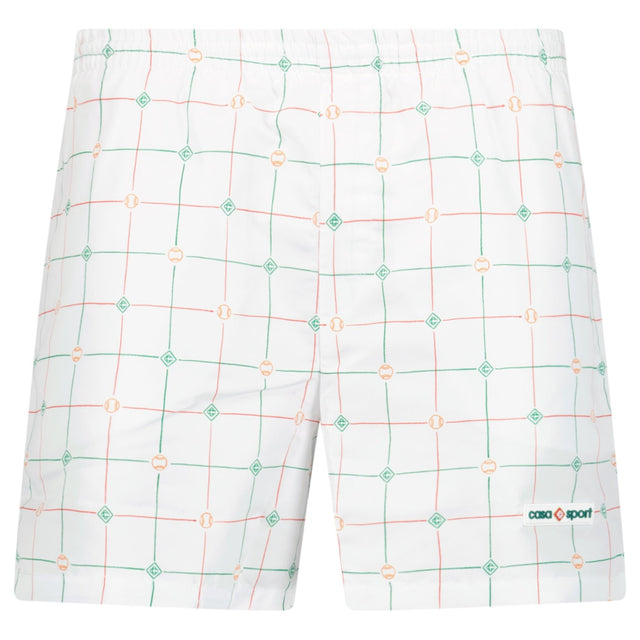 Casablanca "Tennis Check" Technical Swim Shorts in White - Boinclo - Outlet Sale Under Retail
