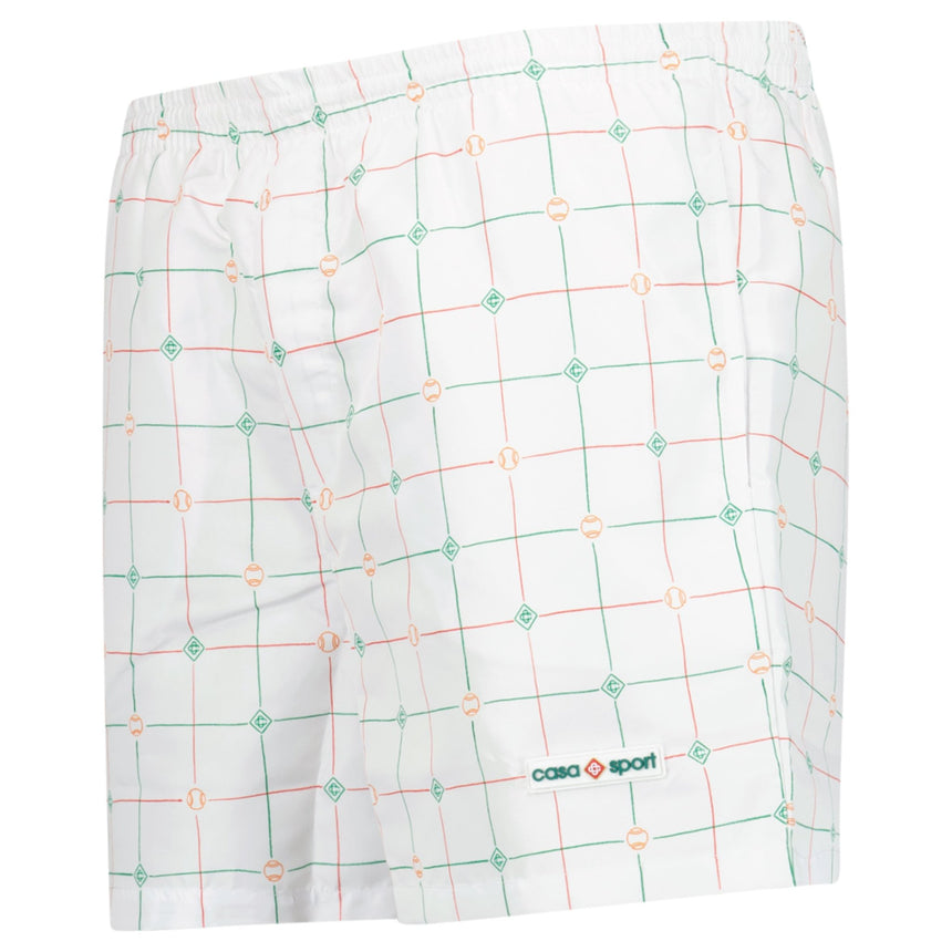 Casablanca "Tennis Check" Technical Swim Shorts in White - Boinclo - Outlet Sale Under Retail