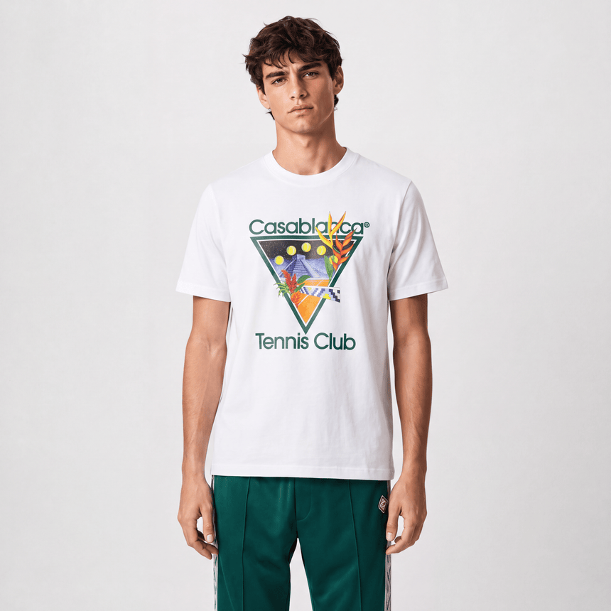 Casablanca Tennis Club Graphic-Print T-Shirt in White - Boinclo - Outlet Sale Under Retail