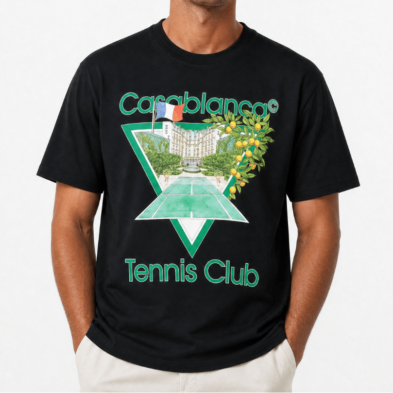 Casablanca Tennis Club Icon Graphic T-Shirt in Black - Boinclo - Outlet Sale Under Retail