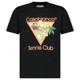 Casablanca "Tennis Club Icon Pastelle" Printed T-Shirt in Black - Boinclo - Outlet Sale Under Retail
