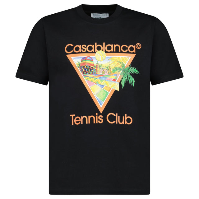 Casablanca "Tennis Club Icon Pastelle" Printed T-Shirt in Black - Boinclo - Outlet Sale Under Retail