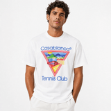 Casablanca Tennis Club Icon Pastelle Printed T-Shirt in White - Boinclo - Outlet Sale Under Retail