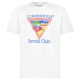 Casablanca Tennis Club Icon Pastelle Printed T-Shirt in White - Boinclo - Outlet Sale Under Retail