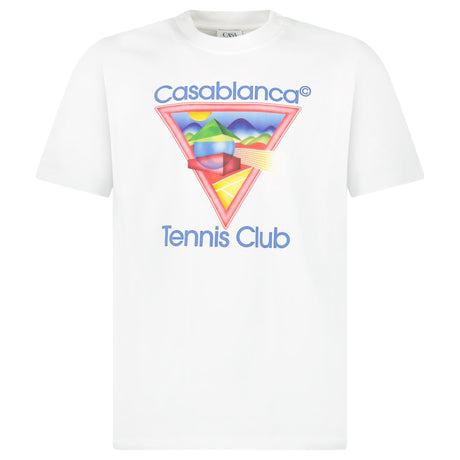 Casablanca Tennis Club Icon Pastelle Printed T-Shirt in White - Boinclo - Outlet Sale Under Retail