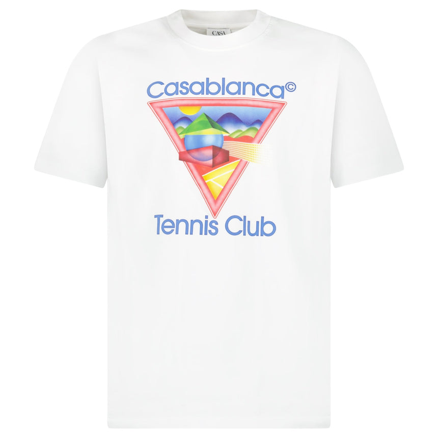 Casablanca Tennis Club Icon Pastelle Printed T-Shirt in White - Boinclo - Outlet Sale Under Retail