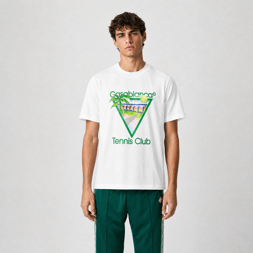 Casablanca Tennis Club T-Shirt in White - Boinclo - Outlet Sale Under Retail