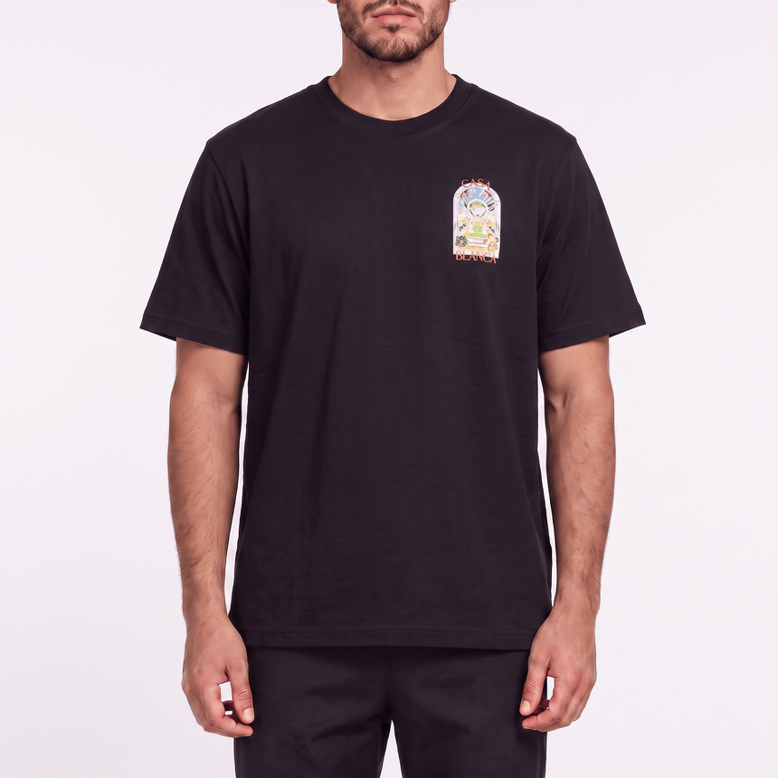 Casablanca Tennis Landscape Short Sleeve T-Shirt in Black - Boinclo - Outlet Sale Under Retail