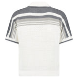 Casablanca Tennis Striped Crochet Short Sleeve Shirt in White/Grey - Boinclo - Outlet Sale Under Retail