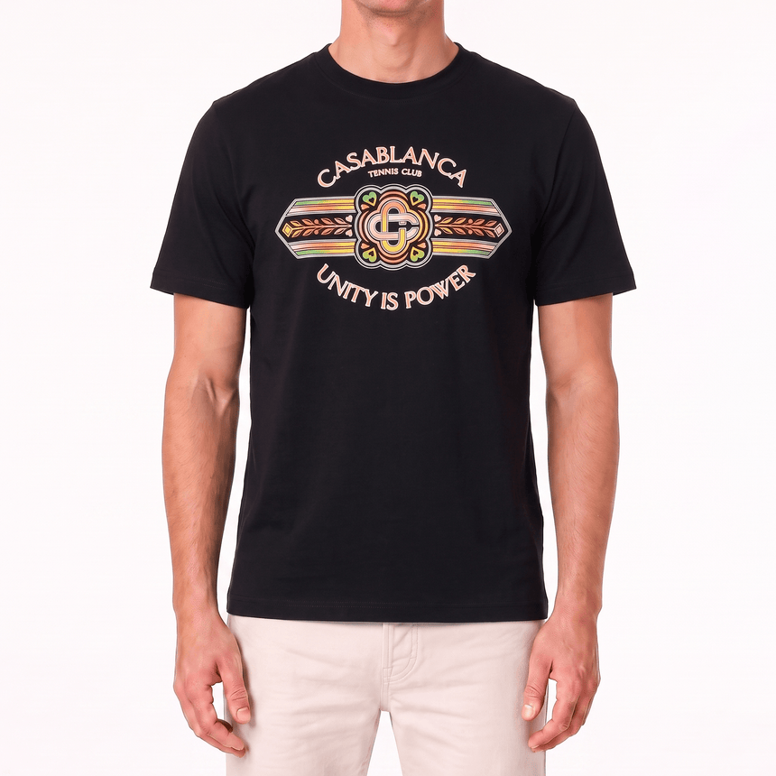 Casablanca "Unity Is Power" Printed T-Shirt in Black - Boinclo - Outlet Sale Under Retail