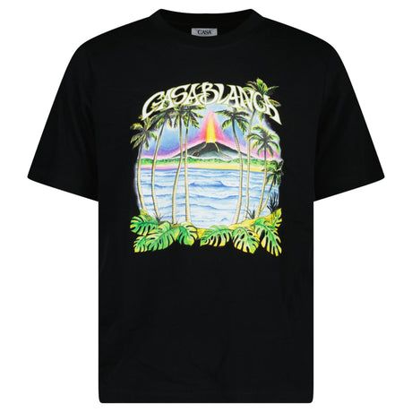 Casablanca Volcano Graphic Print T-Shirt in Black - Boinclo - Outlet Sale Under Retail
