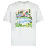 Casablanca Volcano Graphic Print T-Shirt in White - Boinclo - Outlet Sale Under Retail