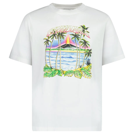 Casablanca Volcano Graphic Print T-Shirt in White - Boinclo - Outlet Sale Under Retail