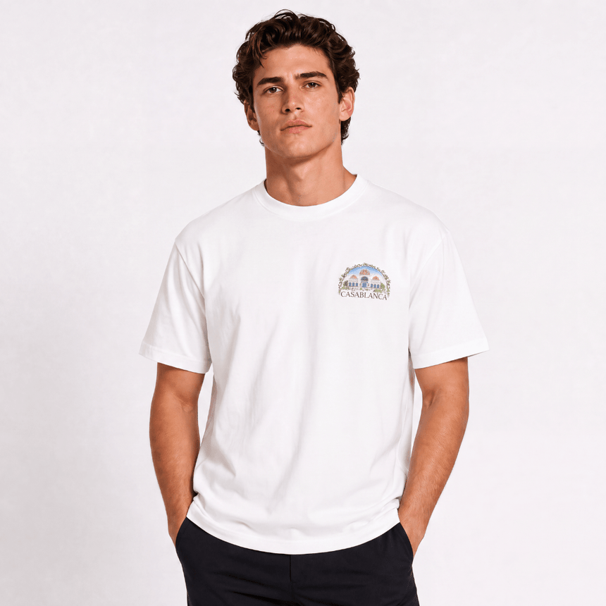 Casablanca Vue de Damas Printed T-Shirt in White - Boinclo - Outlet Sale Under Retail