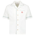 Casablanca White Towelling Monogram Short Sleeve Shirt with Green Piping - Boinclo - Outlet Sale Under Retail