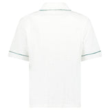 Casablanca White Towelling Monogram Short Sleeve Shirt with Green Piping - Boinclo - Outlet Sale Under Retail