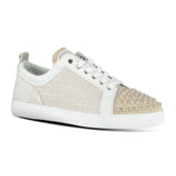 Christian Louboutin Louis Junior Spikes Canvas Sneakers in Beige - Boinclo - Outlet Sale Under Retail