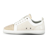 Christian Louboutin Louis Junior Spikes Canvas Trainers in Beige - Boinclo - Outlet Sale Under Retail