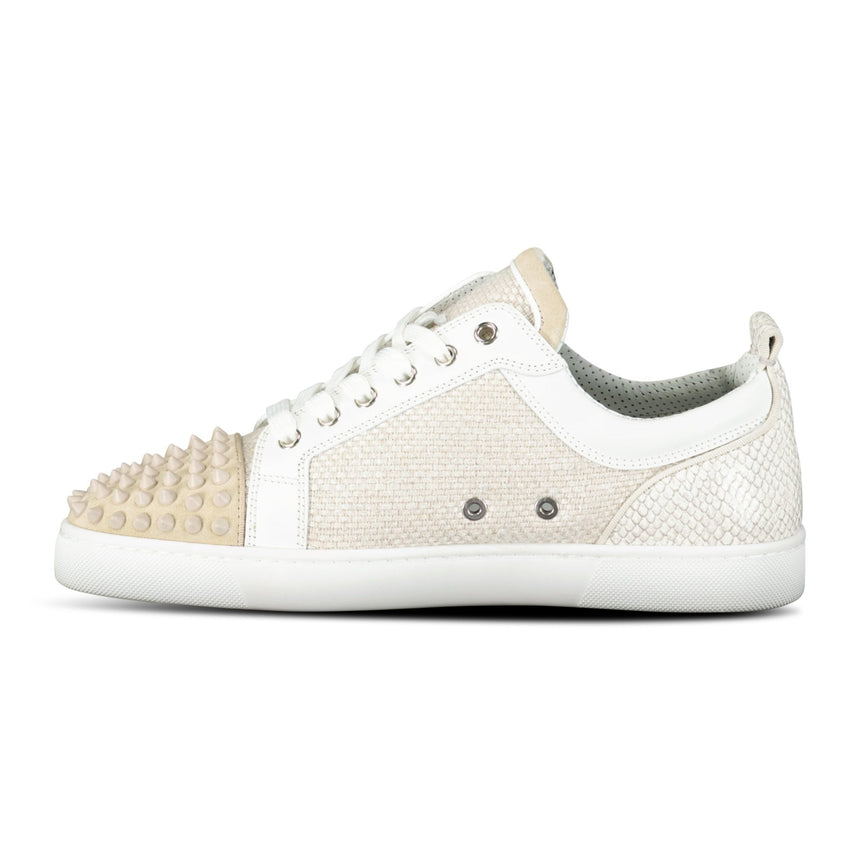 Christian Louboutin Louis Junior Spikes Canvas Trainers in Beige - Boinclo - Outlet Sale Under Retail