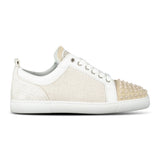 Christian Louboutin Louis Junior Spikes Canvas Trainers in Beige - Boinclo - Outlet Sale Under Retail