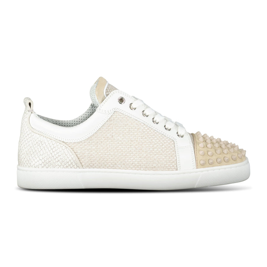 Christian Louboutin Louis Junior Spikes Canvas Trainers in Beige - Boinclo - Outlet Sale Under Retail