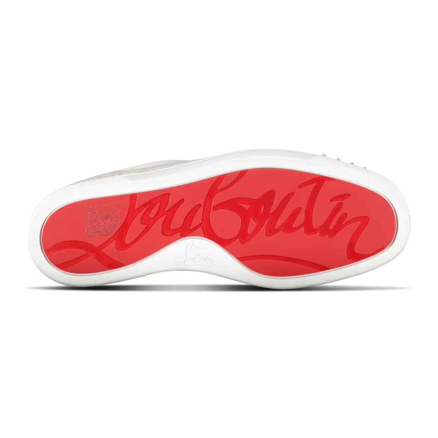 Christian Louboutin Louis Junior Spikes Canvas Trainers in Beige - Boinclo - Outlet Sale Under Retail