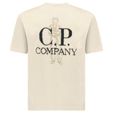 CP Company 1020 Jersey Short Sleeve Embroidery T-Shirt in Beige - Boinclo - Outlet Sale Under Retail