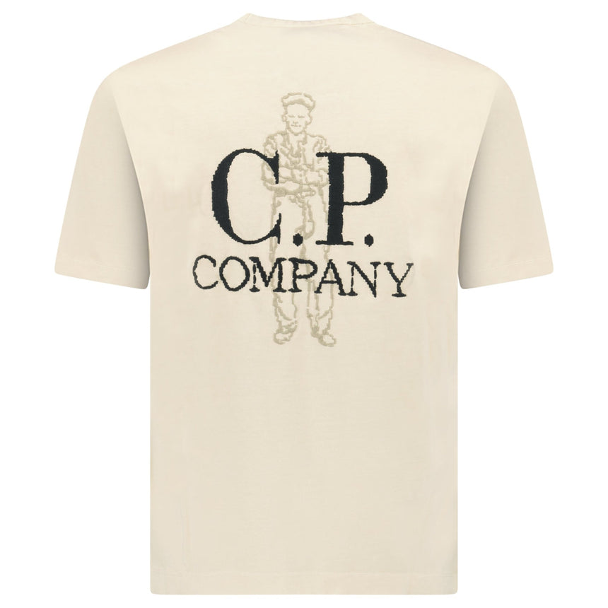CP Company 1020 Jersey Short Sleeve Embroidery T-Shirt in Beige - Boinclo - Outlet Sale Under Retail