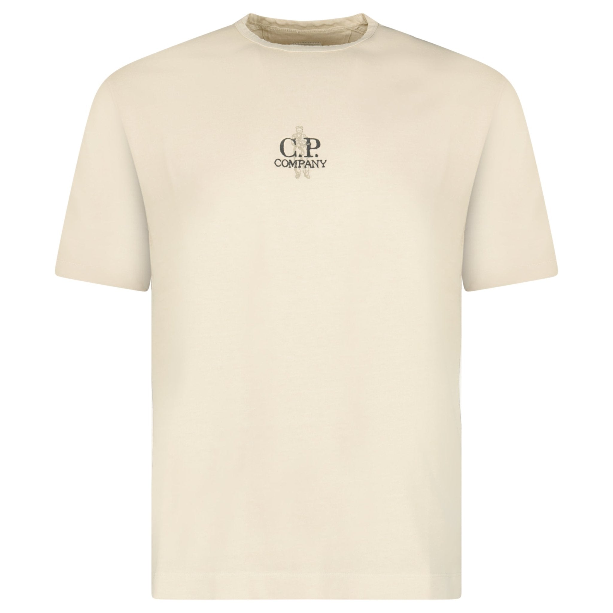 Color variation of CP Company 1020 Jersey Short Sleeve Embroidery T-Shirt in Beige