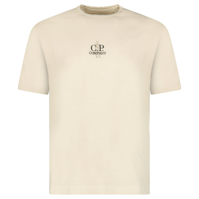 CP Company 1020 Jersey Short Sleeve Embroidery T-Shirt in Beige - Boinclo - Outlet Sale Under Retail